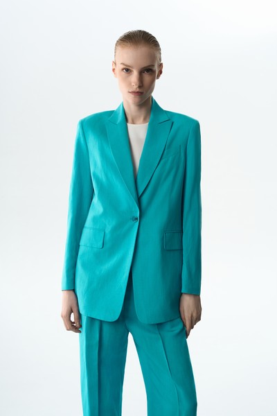 Жакет бирюзовый VASSA&Co, пол женский, цвет голубой, фото №2