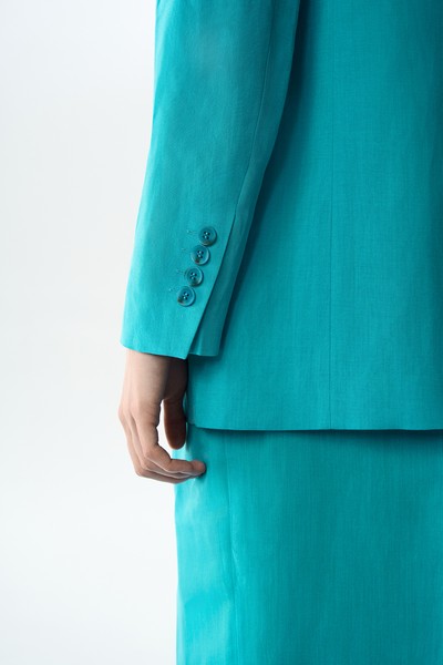 Жакет бирюзовый VASSA&Co, пол женский, цвет голубой, фото №4