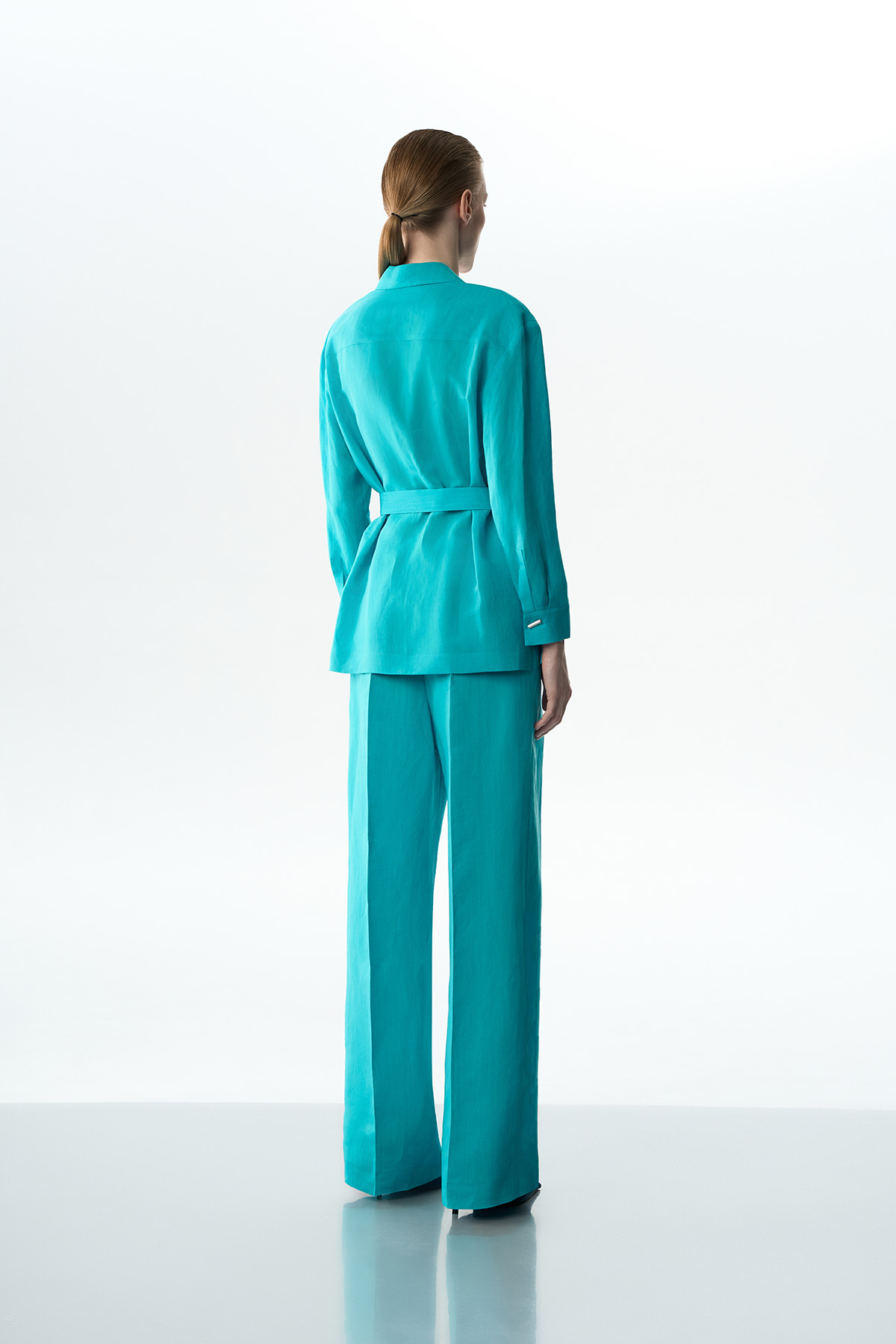 Жакет с поясом VASSA&Co, пол женский, цвет голубой, фото №4