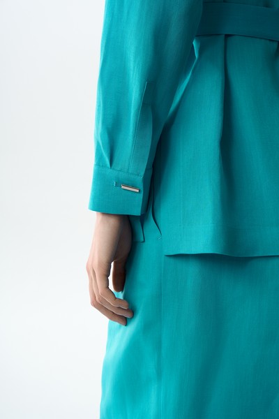 Жакет с поясом VASSA&Co, пол женский, цвет голубой, фото №5