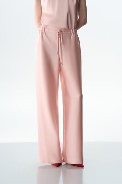 Брюки в пижамном стиле розовые VASSA&Co, пол женский, цвет розовый, фото №4