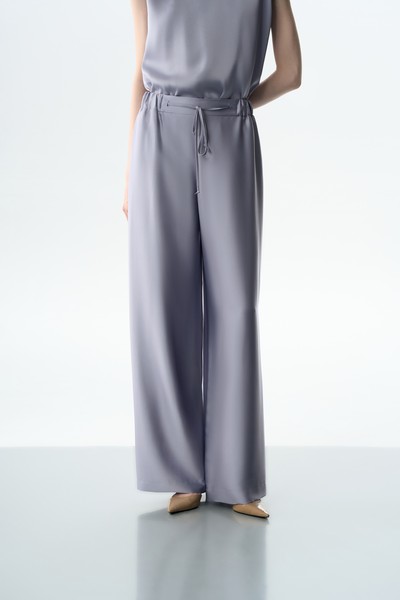 Брюки в пижамном стиле VASSA&Co, пол женский, цвет голубой, фото №3