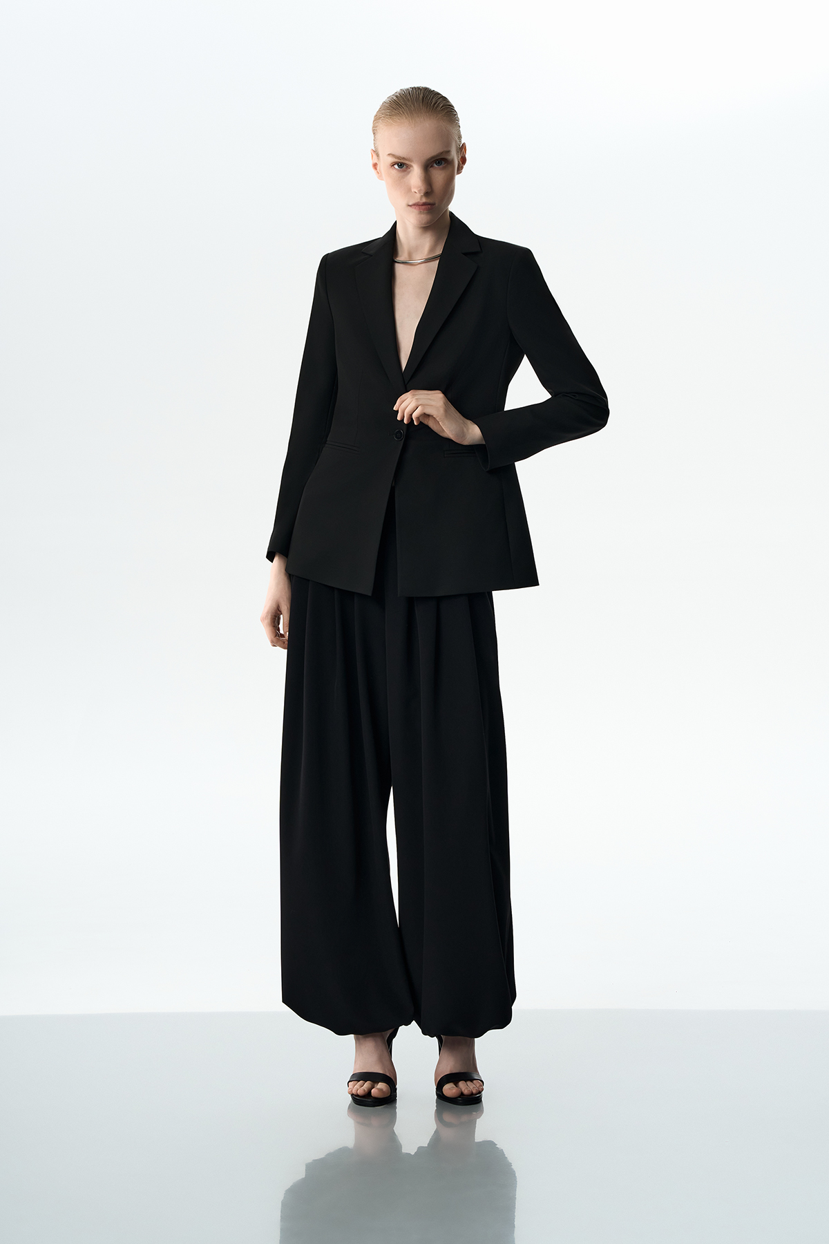 Жакет со съемной баской VASSA&Co, пол female, цвет black, фото №3