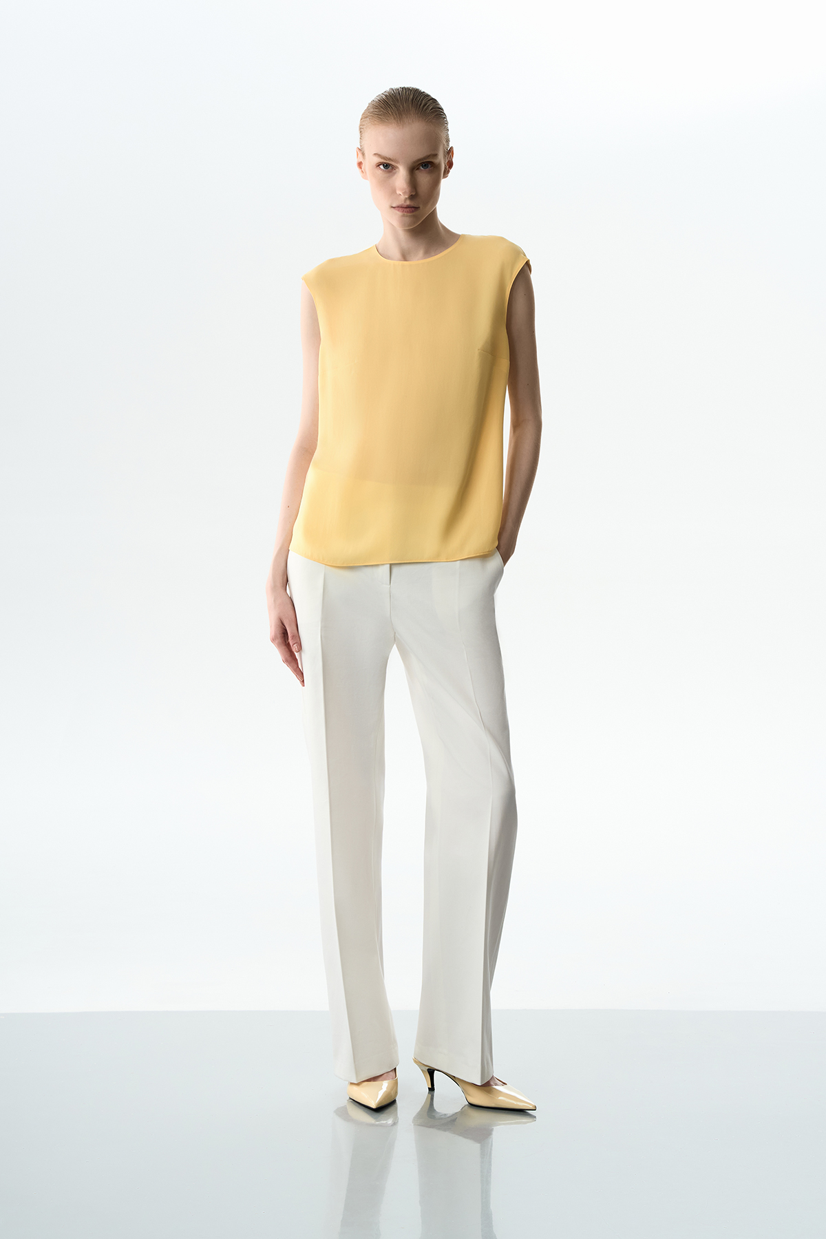 Блузка желтая VASSA&Co, пол female, цвет yellow, фото №2