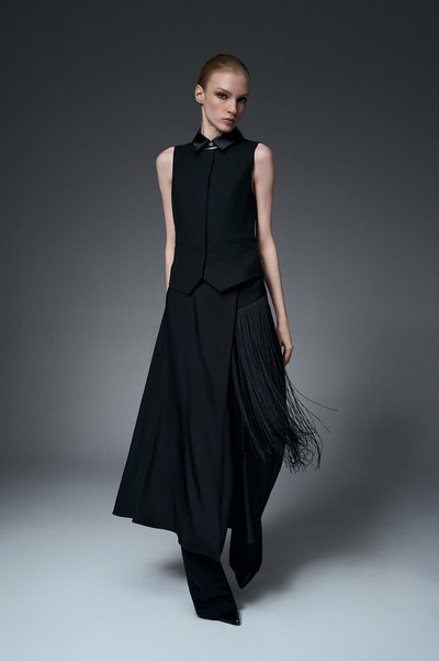 Жилет с атласной спинкой VASSA&Co, пол женский, цвет черный, фото №4