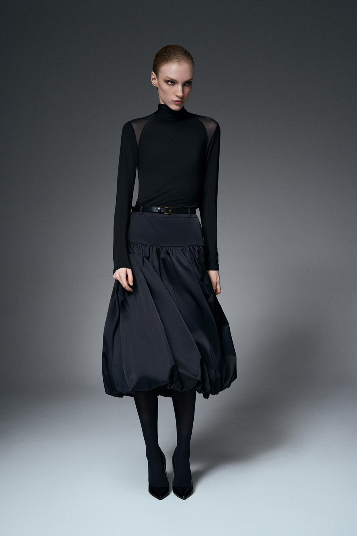 Водолазка с элементами из сетки VASSA&Co, пол женский, цвет черный, фото №3