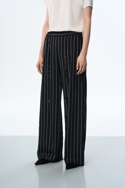 Брюки в полоску VASSA&Co, пол женский, цвет черный, фото №3