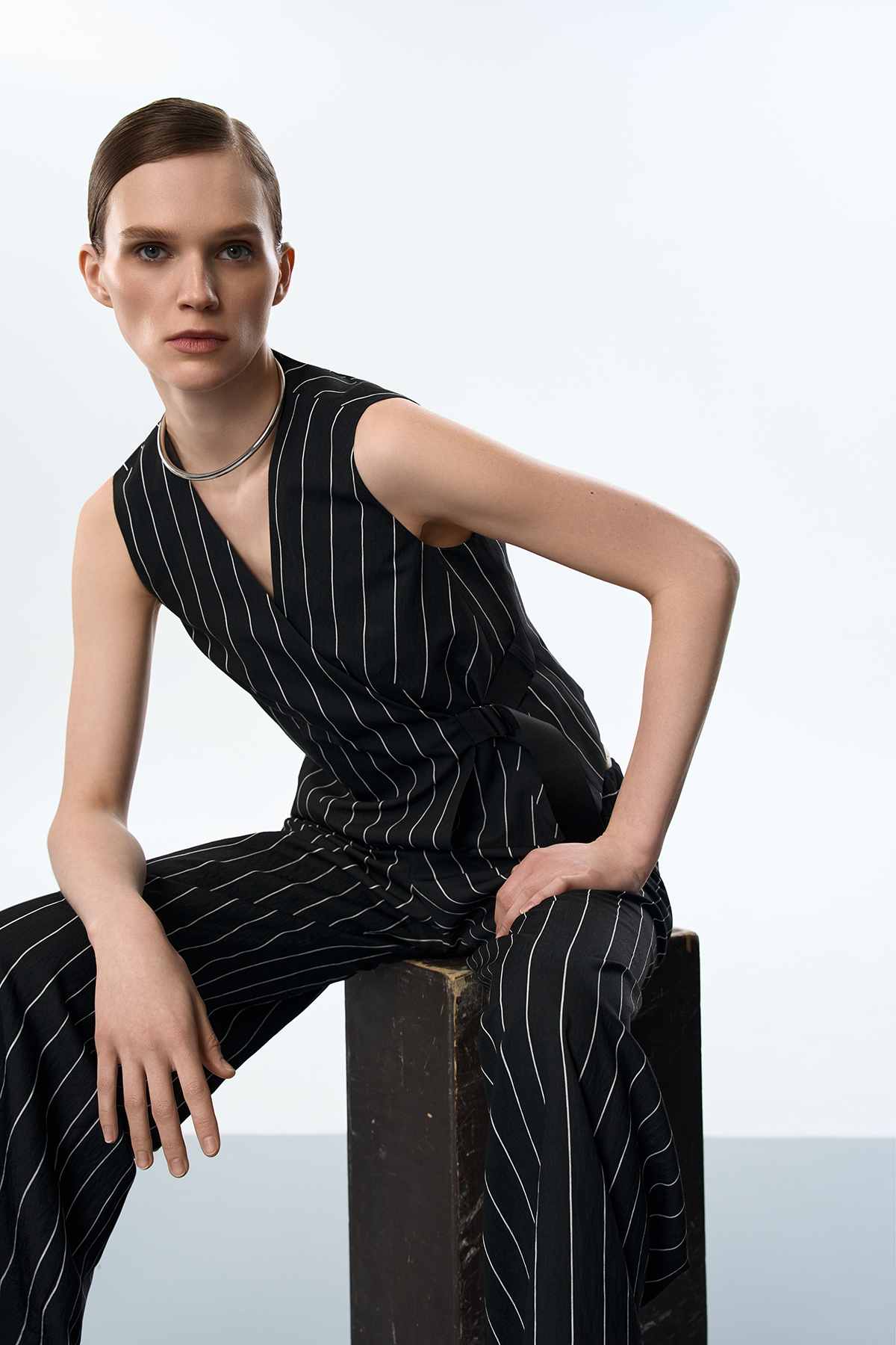 Жилет в полоску VASSA&Co, пол женский, цвет черный, фото №3