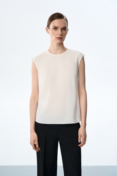 Блузка без рукавов VASSA&Co, пол женский, цвет белый, фото №2