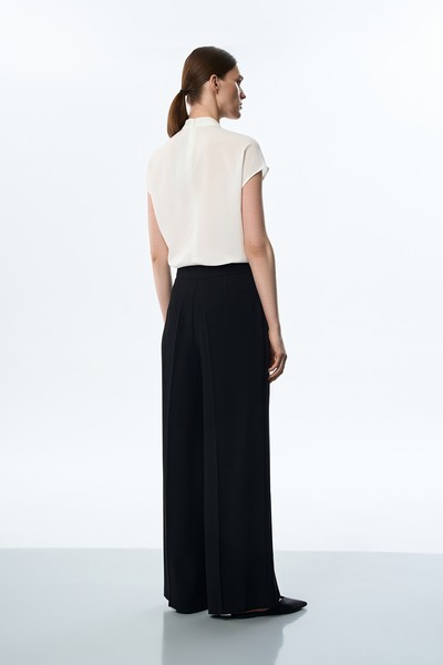 Брюки широкие VASSA&Co, пол женский, цвет черный, фото №3