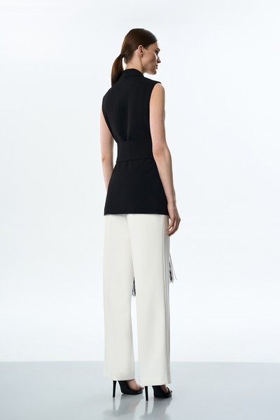 Жилет с поясом с бахромой VASSA&Co, пол женский, цвет черный, фото №3