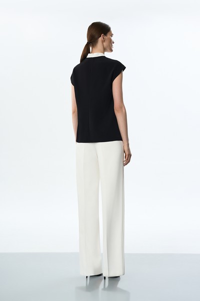 Блузка с контрастной вставкой VASSA&Co, пол женский, цвет черный, фото №4