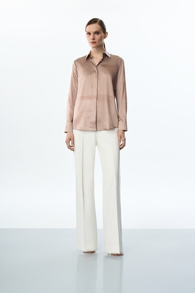 Блузка шёлковая VASSA&Co, пол женский, цвет бежевый, фото №3