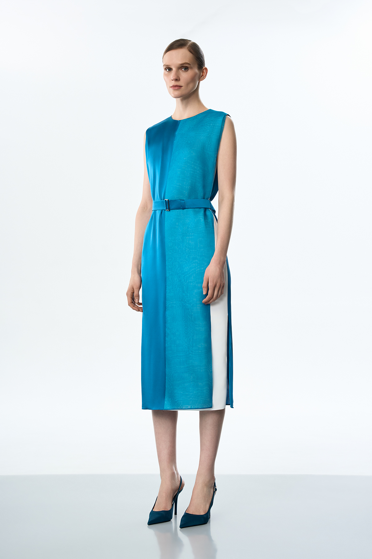 Платье с эффектом многослойности VASSA&Co, пол female, цвет голубой, фото №2