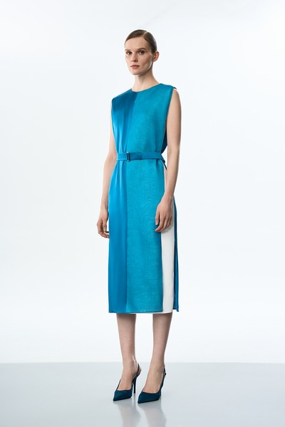 Платье с эффектом многослойности VASSA&Co, пол женский, цвет голубой, фото №2