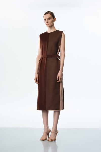 Платье с эффектом многослойности VASSA&Co, пол женский, цвет коричневый, фото №2