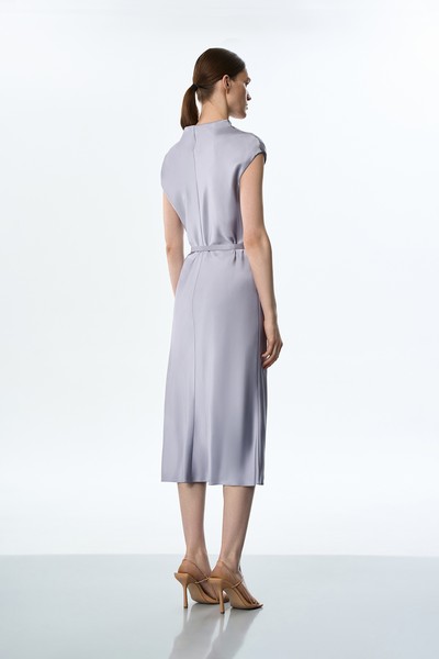 Платье атласное голубое VASSA&Co, пол женский, цвет голубой, фото №3