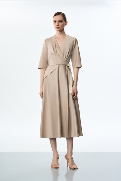 Платье хлопковое VASSA&Co, пол женский, цвет бежевый, фото №2