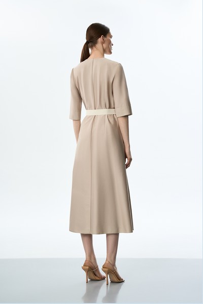 Платье хлопковое VASSA&Co, пол женский, цвет бежевый, фото №3