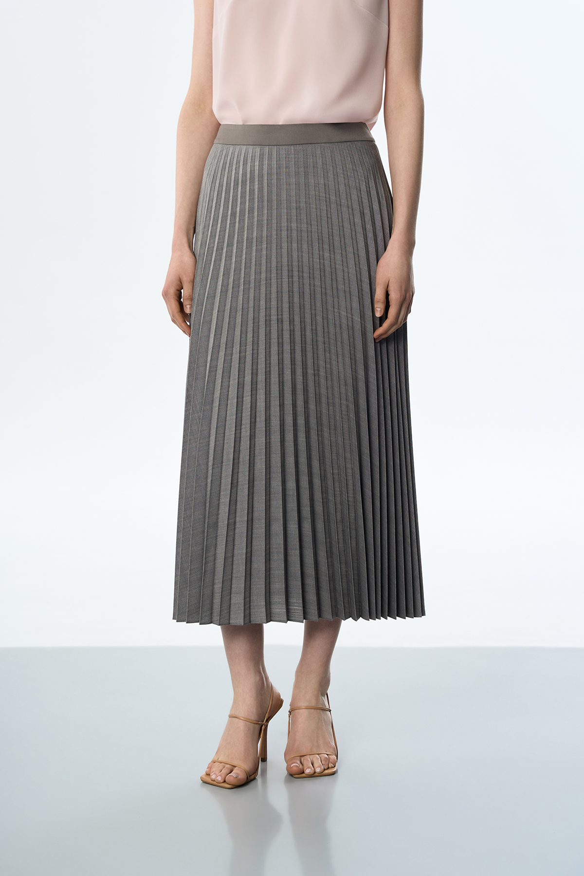 Юбка гофре серая VASSA&Co, пол женский, цвет серый, фото №2