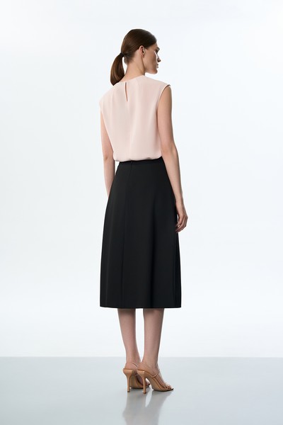 Юбка со складками VASSA&Co, пол женский, цвет черный, фото №3