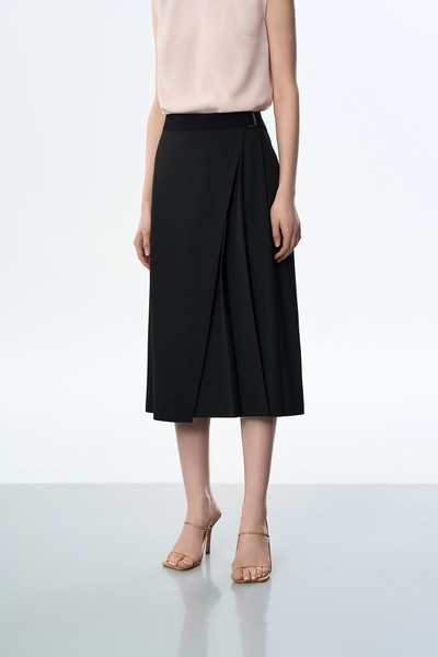 Юбка со складками VASSA&Co, пол женский, цвет черный, фото №2
