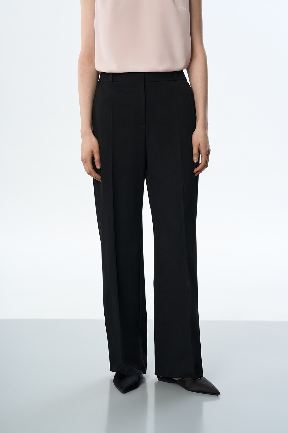 Брюки со стрелками широкие VASSA&Co, пол женский, цвет черный, фото №2