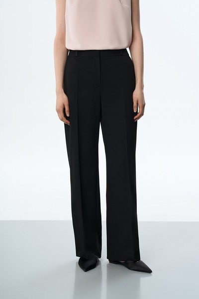 Брюки со стрелками широкие VASSA&Co, пол женский, цвет черный, фото №2