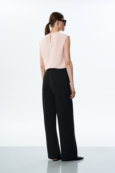 Брюки со стрелками широкие VASSA&Co, пол женский, цвет черный, фото №4