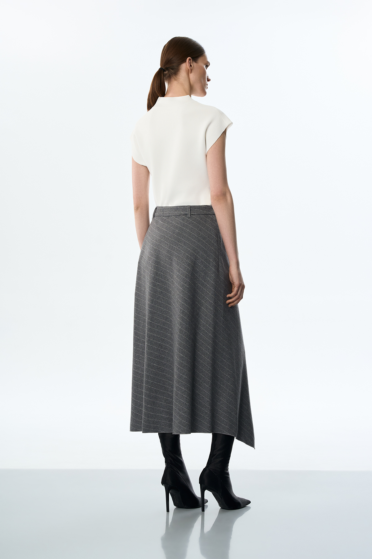 Юбка длинная в полоску VASSA CODE, пол женский, цвет серый, фото №5