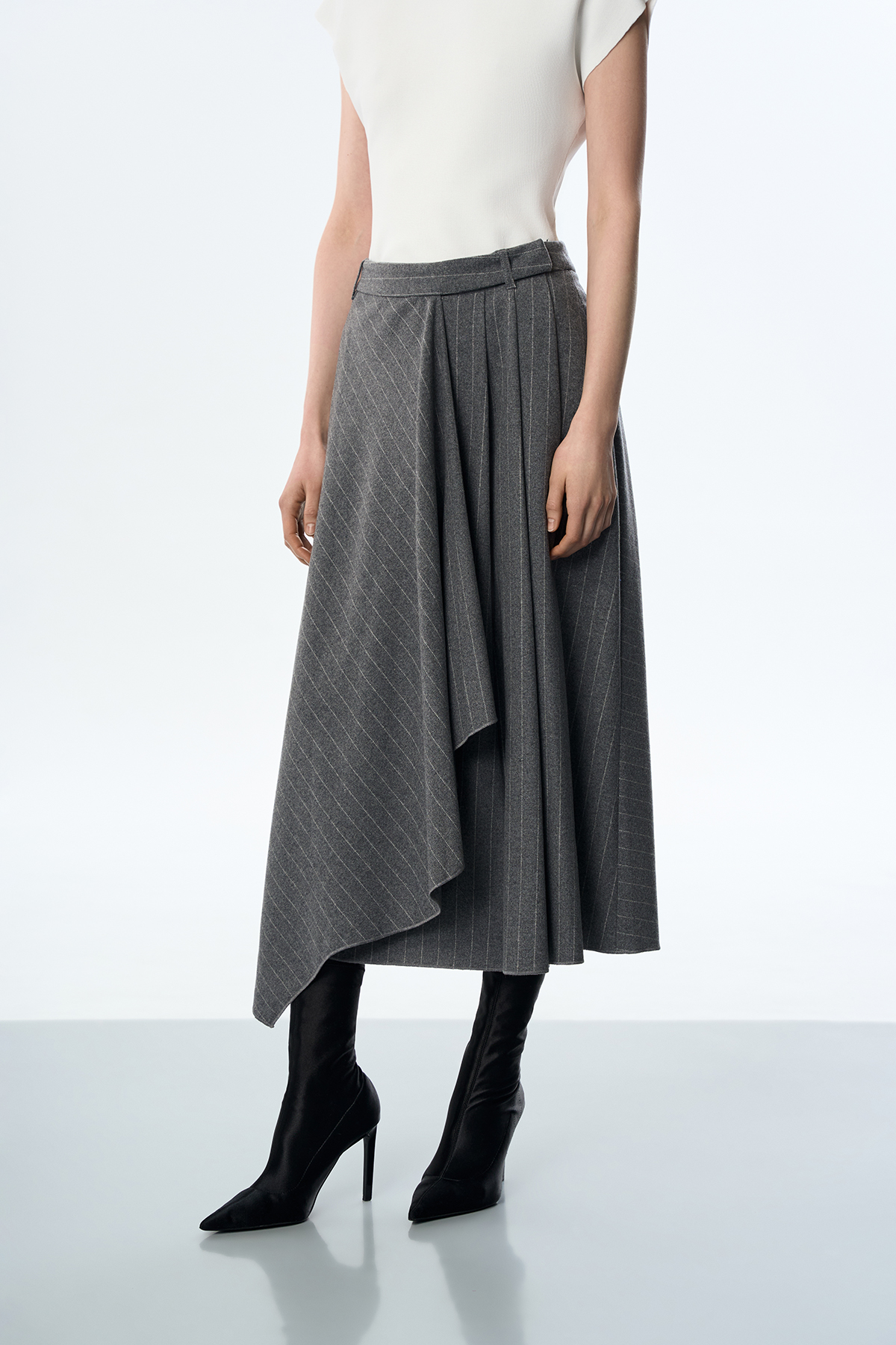 Юбка длинная в полоску VASSA CODE, пол женский, цвет серый, фото №2