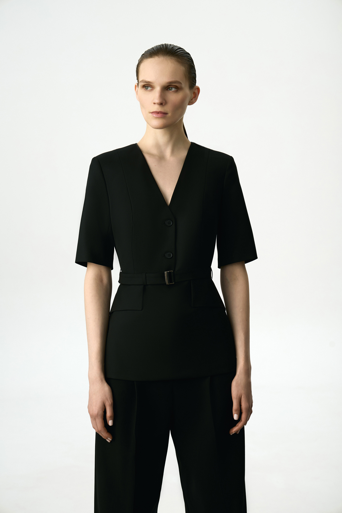 Жакет с коротким рукавом VASSA&Co, пол female, цвет black, фото №2