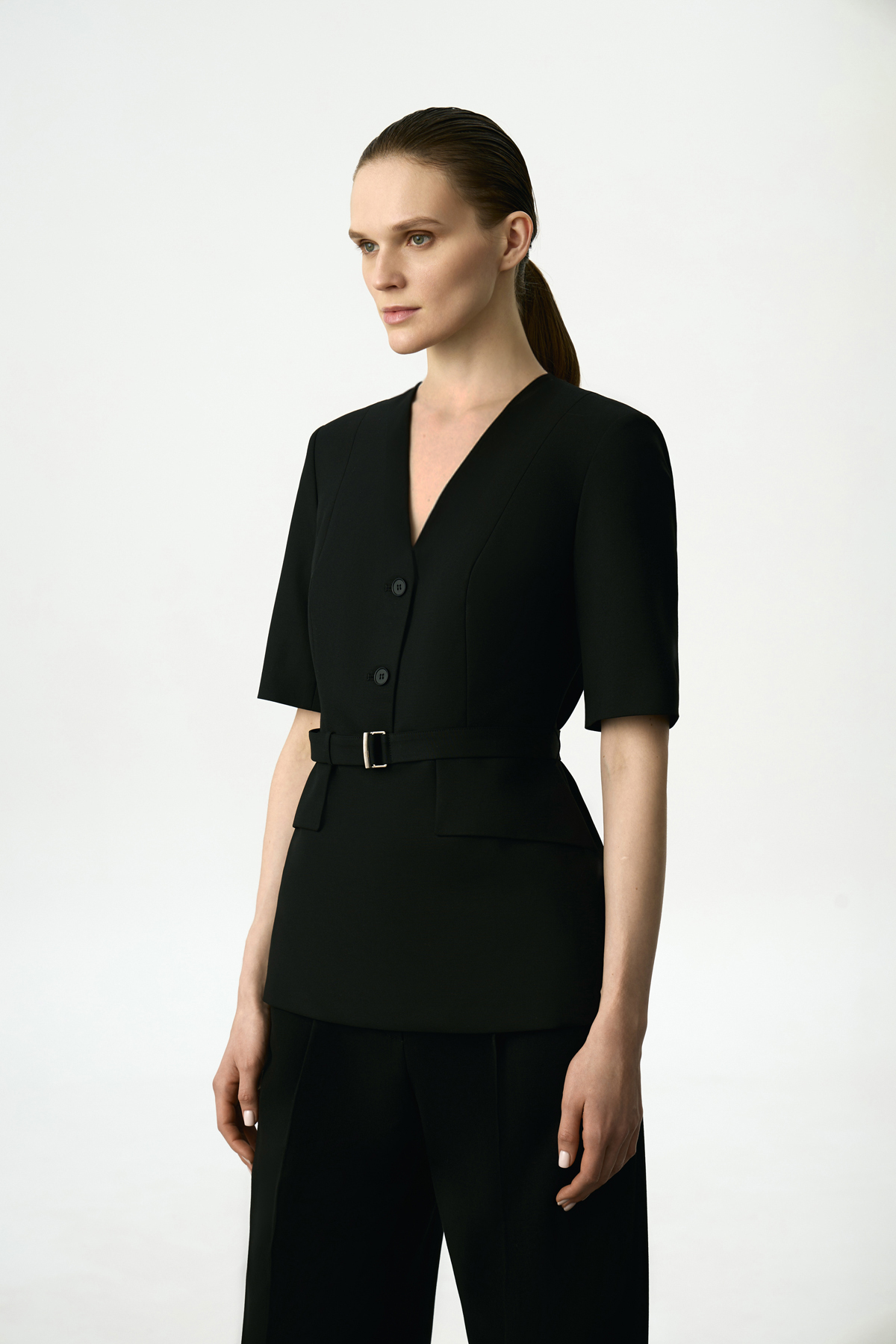 Жакет с коротким рукавом VASSA&Co, пол female, цвет black, фото №5