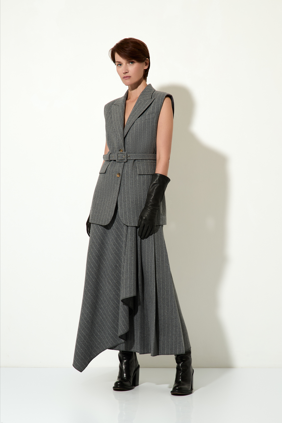 Юбка длинная в полоску VASSA CODE, пол женский, цвет серый, фото №4