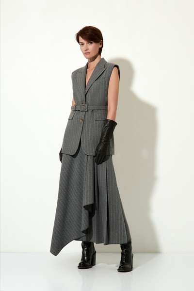 Юбка длинная в полоску VASSA CODE, пол женский, цвет серый, фото №4