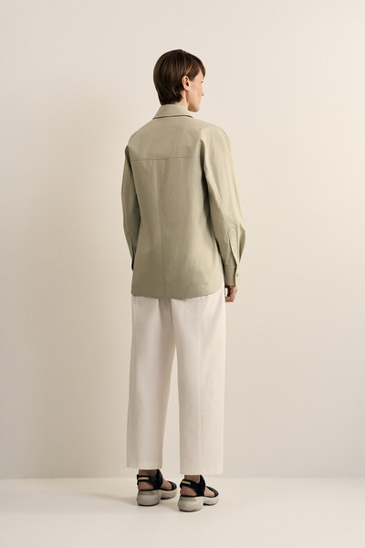 Рубашка оливкового цвета VASSA CODE, пол женский, цвет зеленый, фото №3