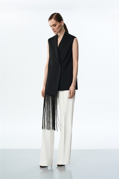 Жилет удлиненный с бахромой VASSA&Co, пол женский, цвет черный, фото №2