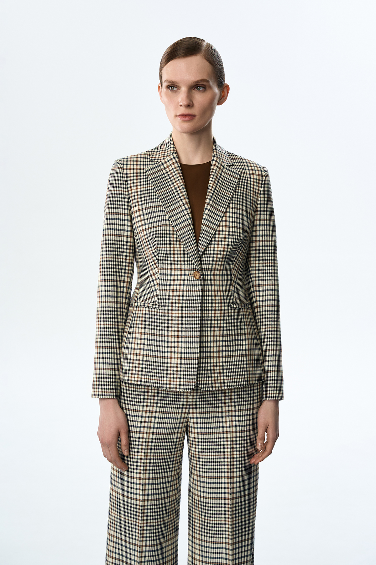 Жакет коричневый в клетку VASSA&Co, пол женский, цвет коричневый, фото №2