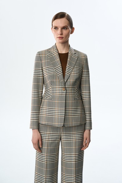 Жакет коричневый в клетку VASSA&Co, пол женский, цвет коричневый, фото №2