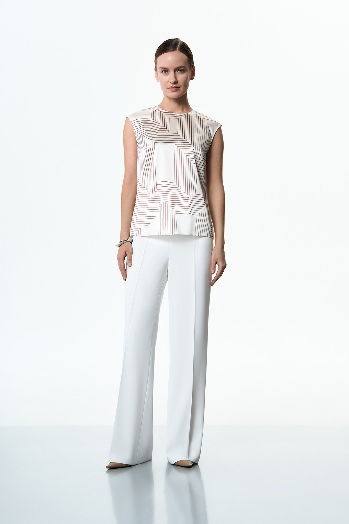 Блузка шёлковая VASSA&Co, пол женский, цвет бежевый, фото №2