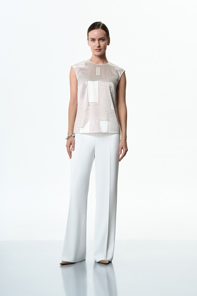 Брюки белые VASSA&Co, пол женский, цвет белый, фото №4