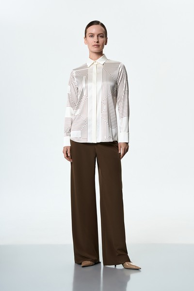 Блузка шёлковая VASSA&Co, пол женский, цвет бежевый, фото №2