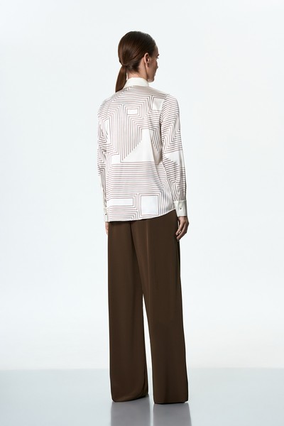 Блузка шёлковая VASSA&Co, пол женский, цвет бежевый, фото №4