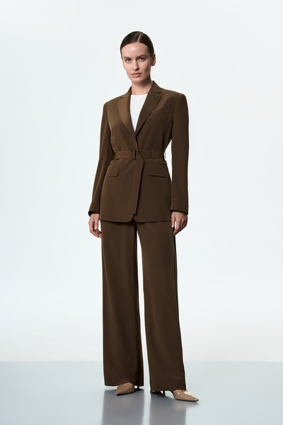 Брюки широкие коричневые VASSA&Co, пол женский, цвет коричневый, фото №3