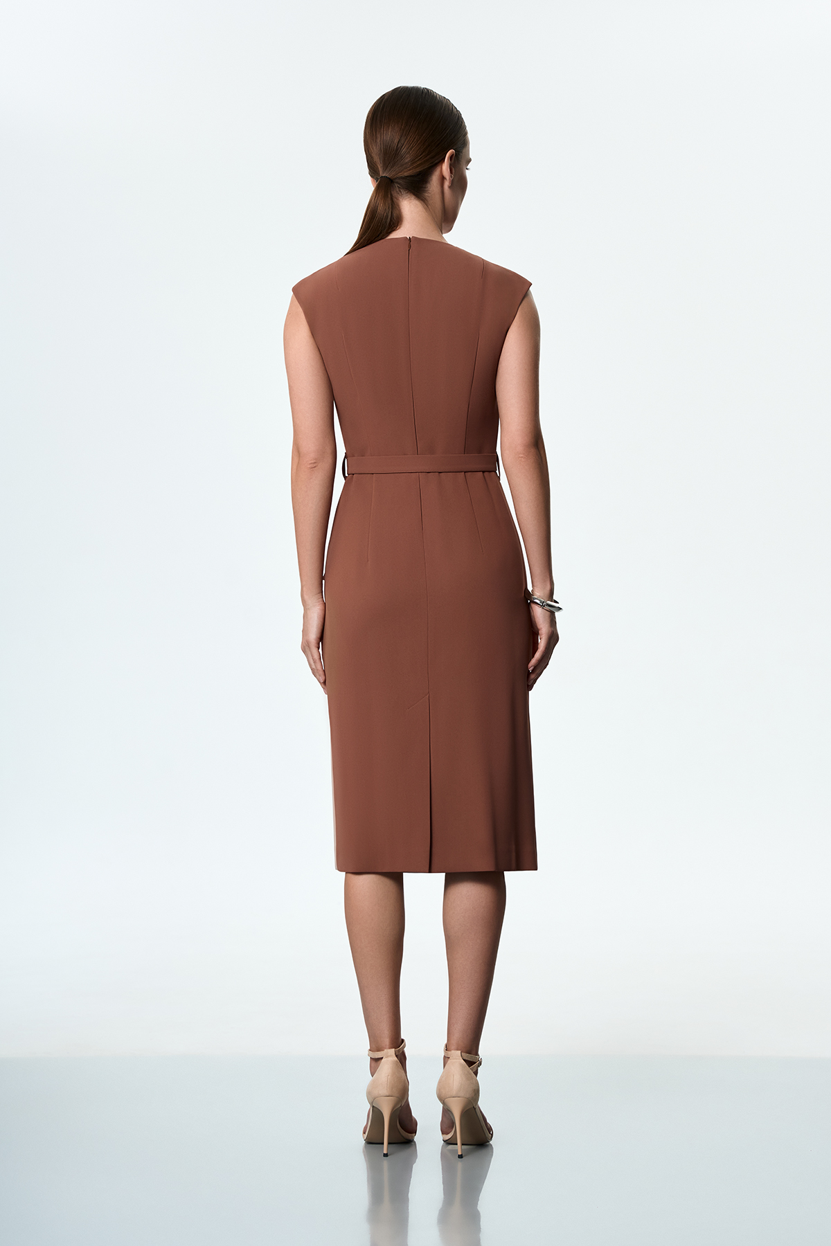 Платье коричневое VASSA&Co, пол женский, цвет коричневый, фото №3