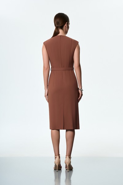 Платье коричневое VASSA&Co, пол женский, цвет коричневый, фото №3