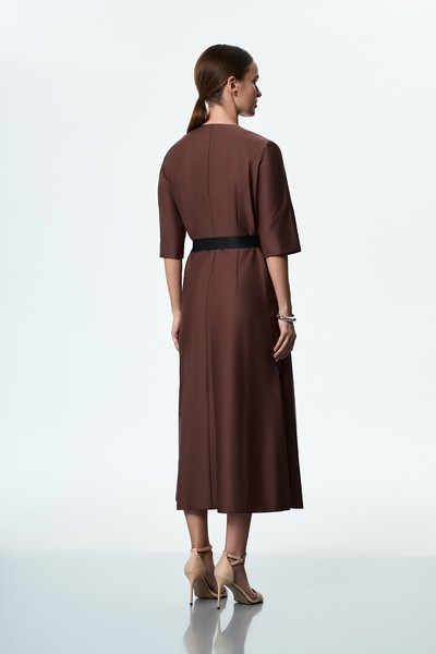 Платье хлопковое VASSA&Co, пол женский, цвет коричневый, фото №3
