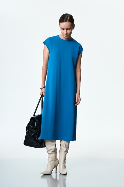 Платье синее VASSA&Co, пол женский, цвет синий, фото №2