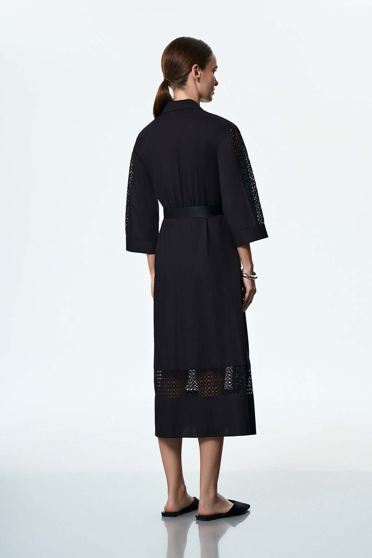 Платье с кружевом VASSA&Co, пол женский, цвет черный, фото №2