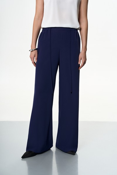 Брюки широкие синие VASSA&Co, пол женский, цвет синий, фото №3